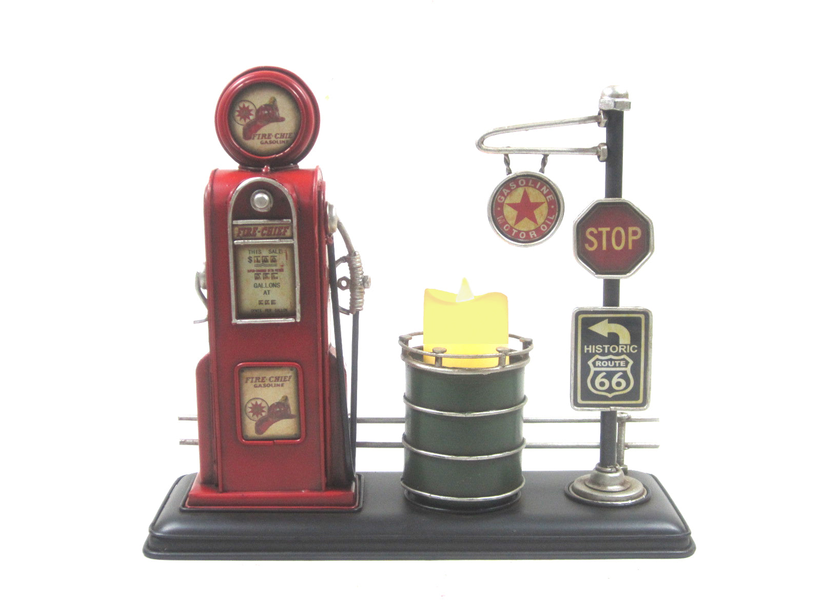 Fire-Chief Gas Pump & Barrel Candle Stand
