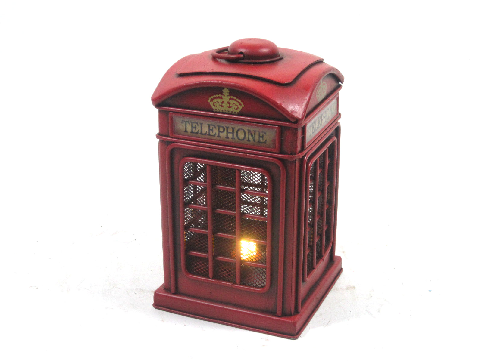 Vintage London Phone Booth Light – Handcrafted Metal Mini Lamp