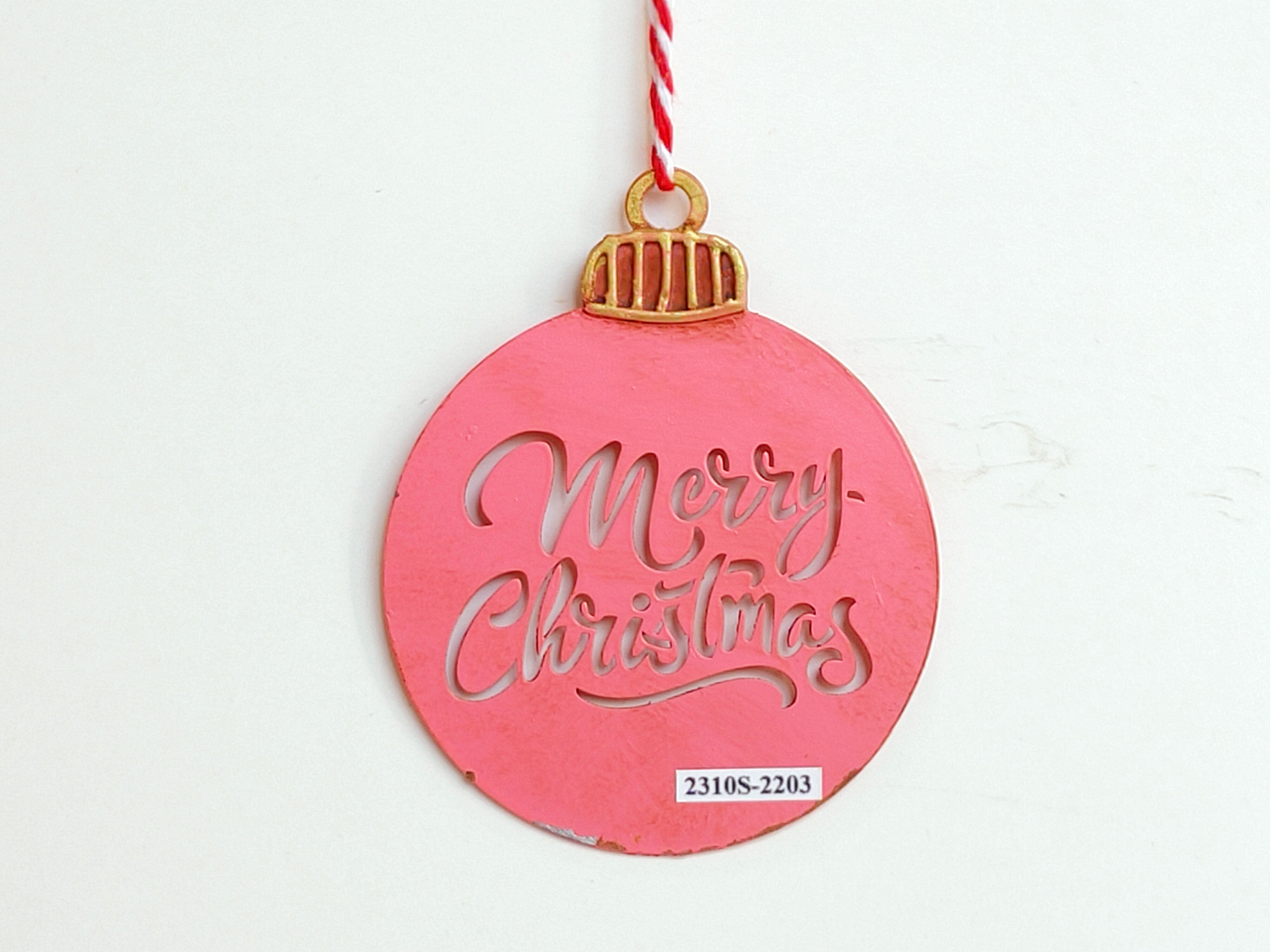 Vintage Metal Bauble Christmas Tree Ornament Pink, Blue, & Green