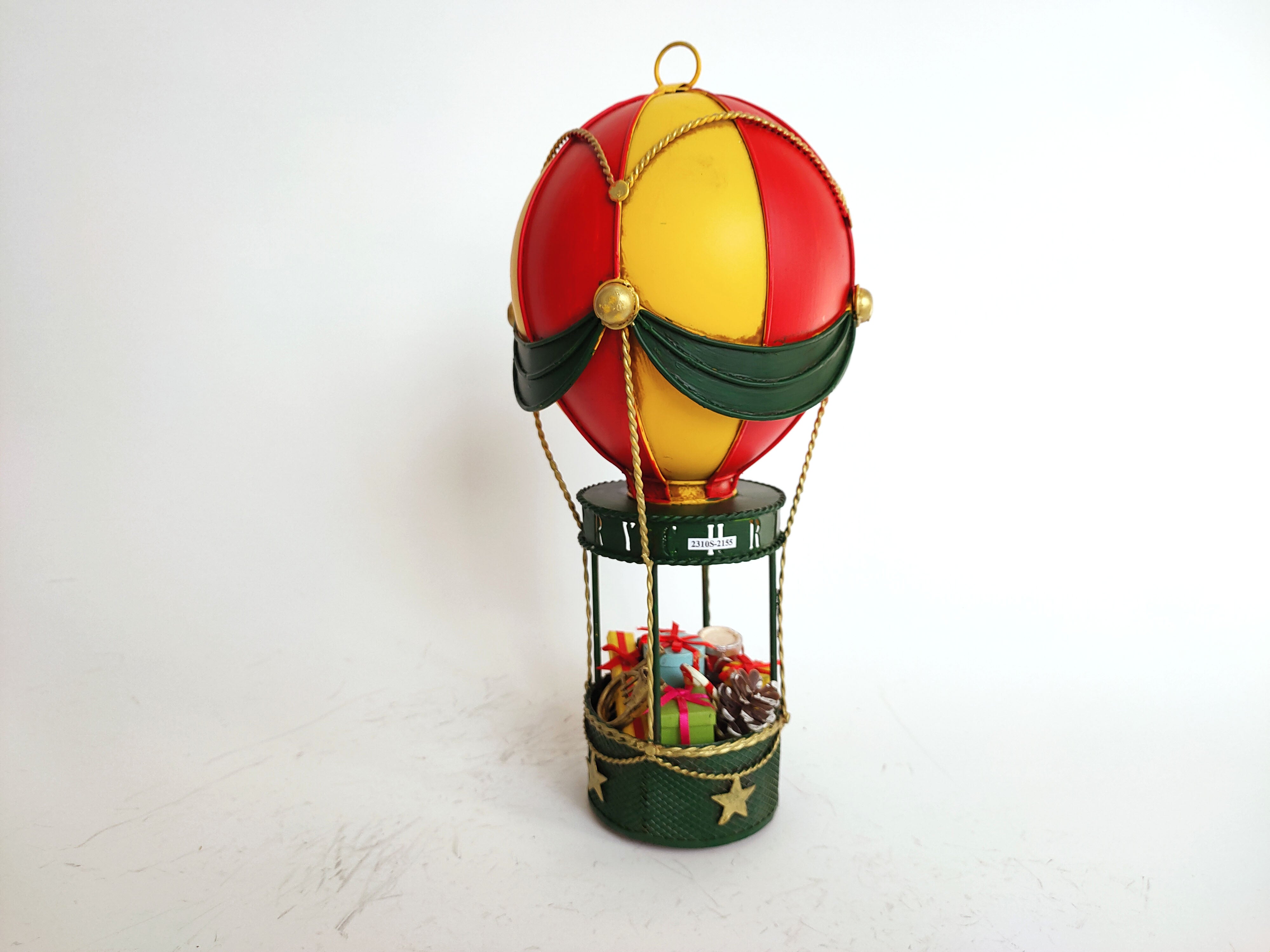 Vintage Metal Hot Air Balloon Christmas Decoration Blue & Red