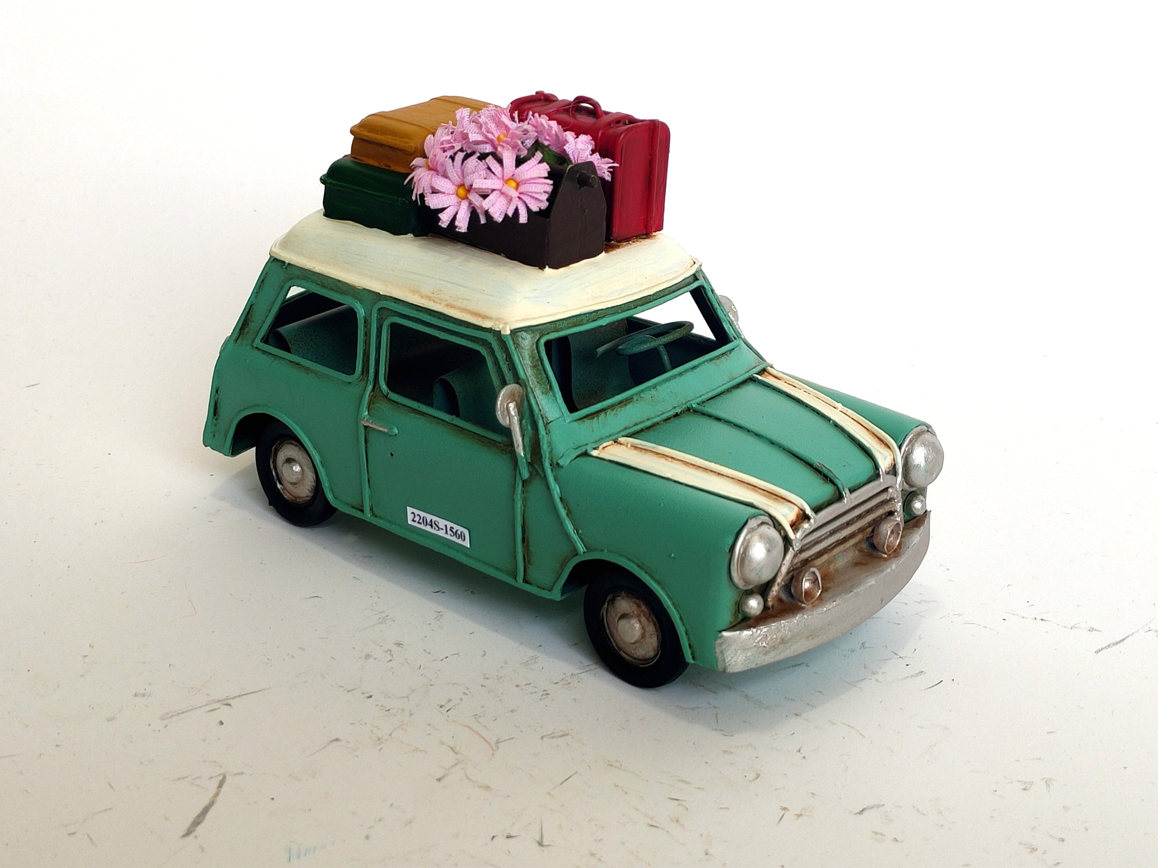 Vintage Metal Mini Cooper Travel Edition Mint Green